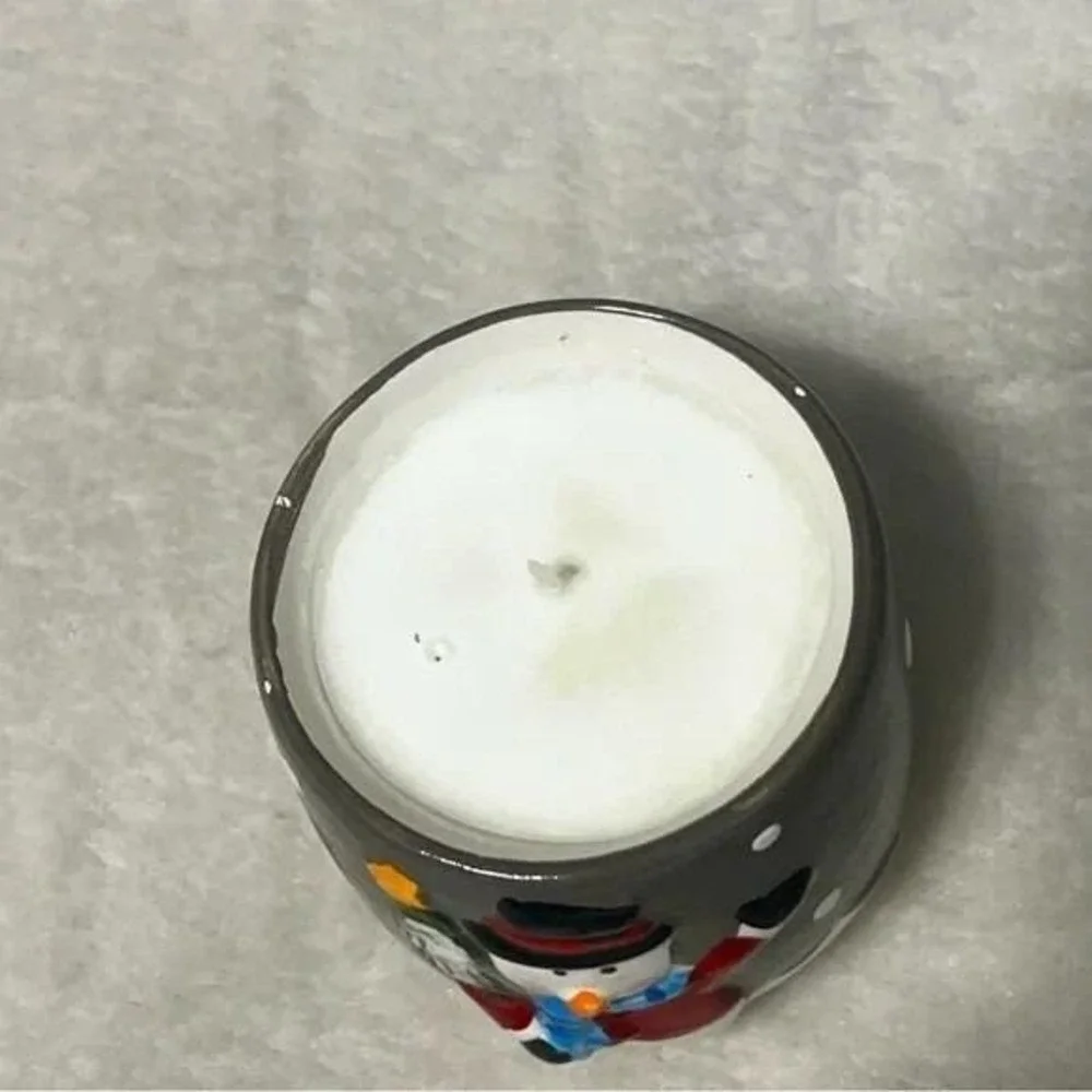 Candy Cane Scented Candle Handmade 6 oz Snowman Christmas Glass Container